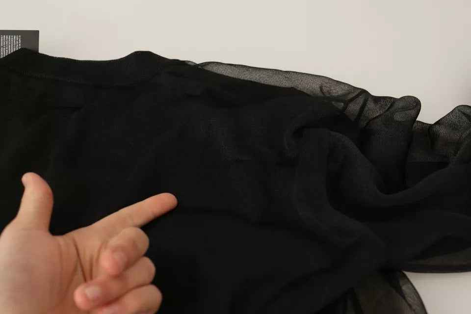 Black Logo Crewneck Long Sleeve Pullover Sweater