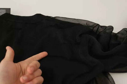 Black Logo Crewneck Long Sleeve Pullover Sweater