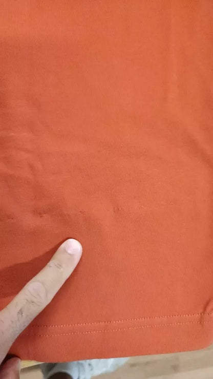 Red Logo Embroidery Crewneck Cotton T-shirt