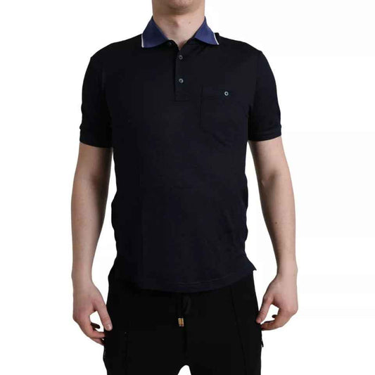 Polo Navy Blue Collared Silk Men T-shirt