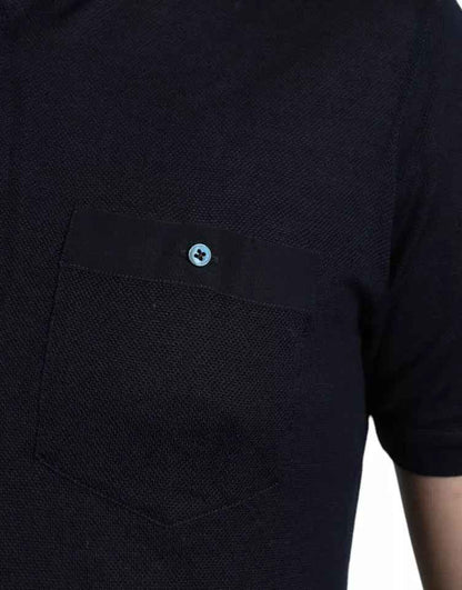 Polo Navy Blue Collared Silk Men T-shirt