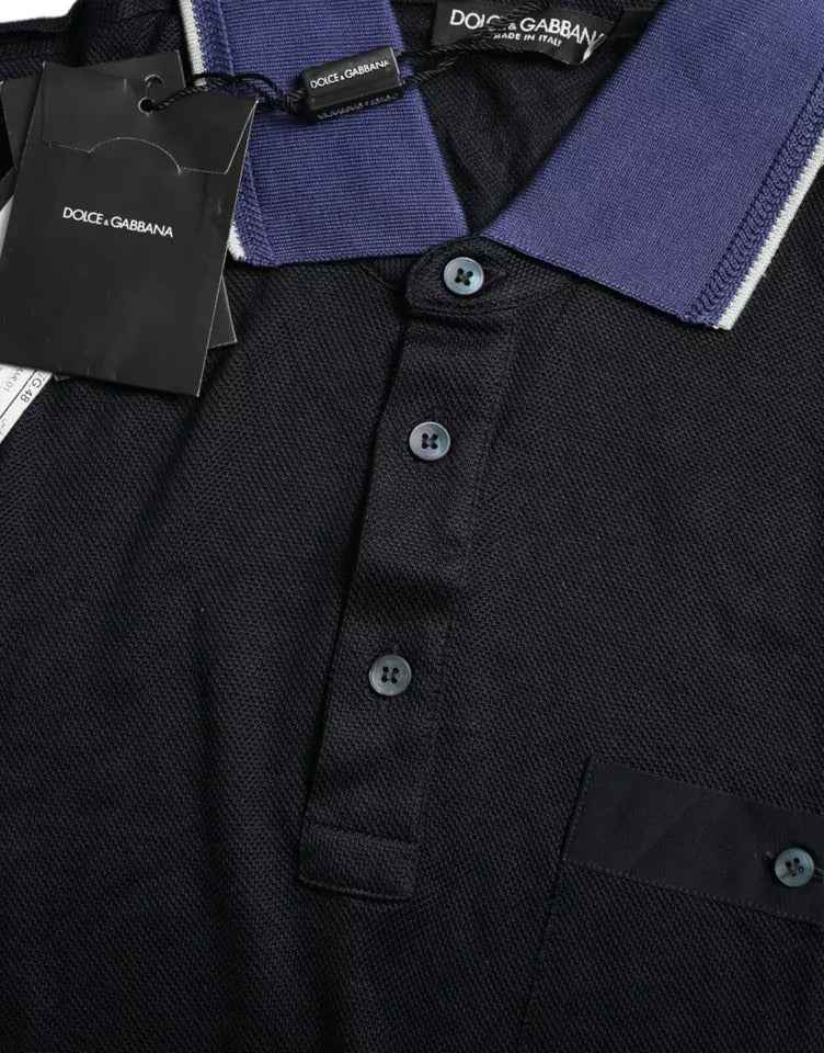 Polo Navy Blue Collared Silk Men T-shirt