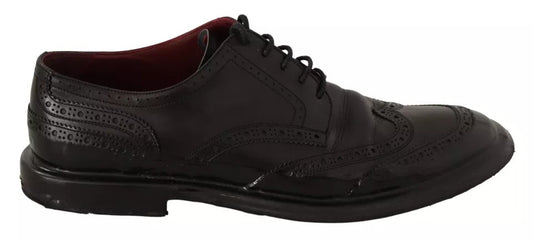 Black Leather Brogue Oxford Dress Shoes