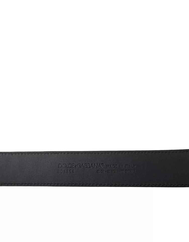 Black Exotic Leather Gold Metal Buckle Belt