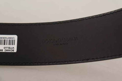 Dark Brown Leather Logo Engraved Metal Buckle Belt
