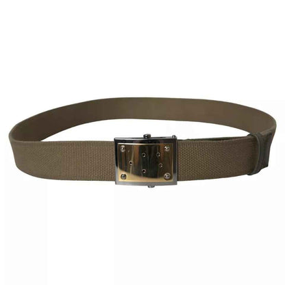 Brown Canvas Square Metal Buckle Men Belt