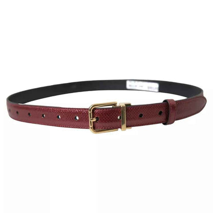 Maroon Leather Gold Metal Buckle Men Belt