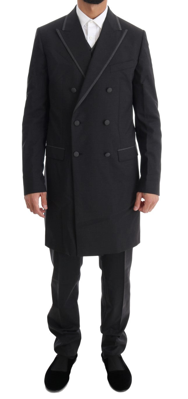 Gray Wool Stretch 3 Piece Two Button Suit Dolce & Gabbana