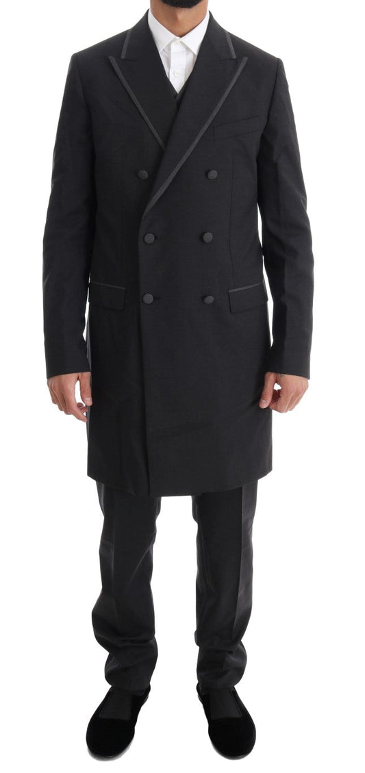 Gray Wool Stretch 3 Piece Two Button Suit Dolce & Gabbana