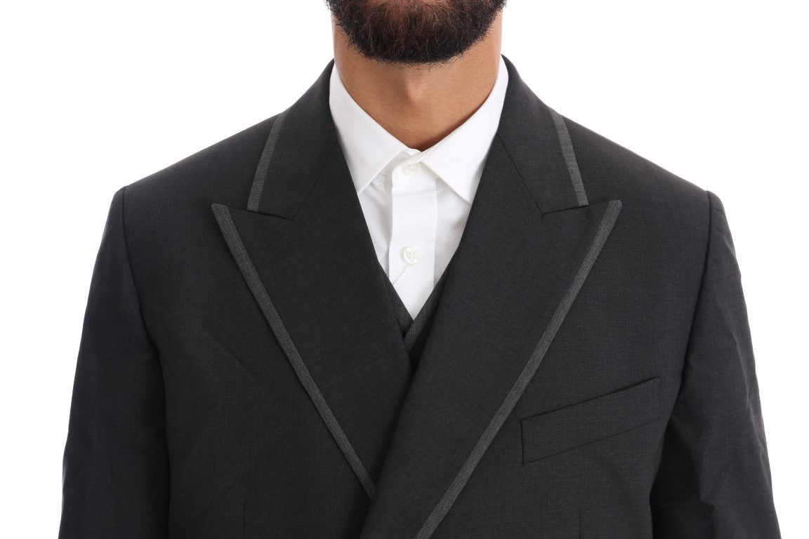 Gray Wool Stretch 3 Piece Two Button Suit Dolce & Gabbana