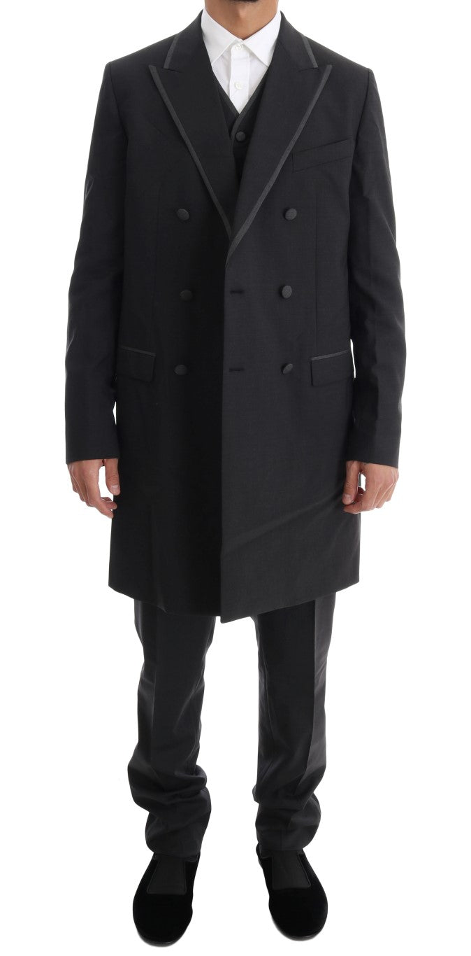 Gray Wool Stretch 3 Piece Two Button Suit Dolce & Gabbana