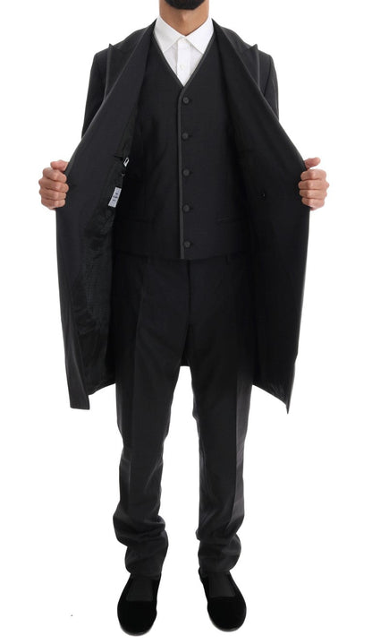 Gray Wool Stretch 3 Piece Two Button Suit Dolce & Gabbana