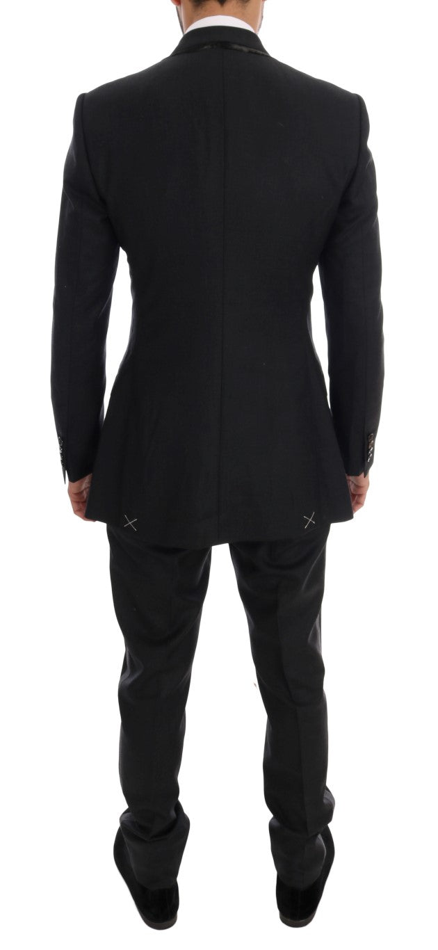 Gray Wool Double Breasted 3 Piece Suit Dolce & Gabbana