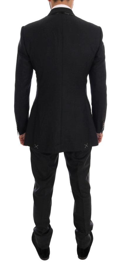 Gray Wool Double Breasted 3 Piece Suit Dolce & Gabbana