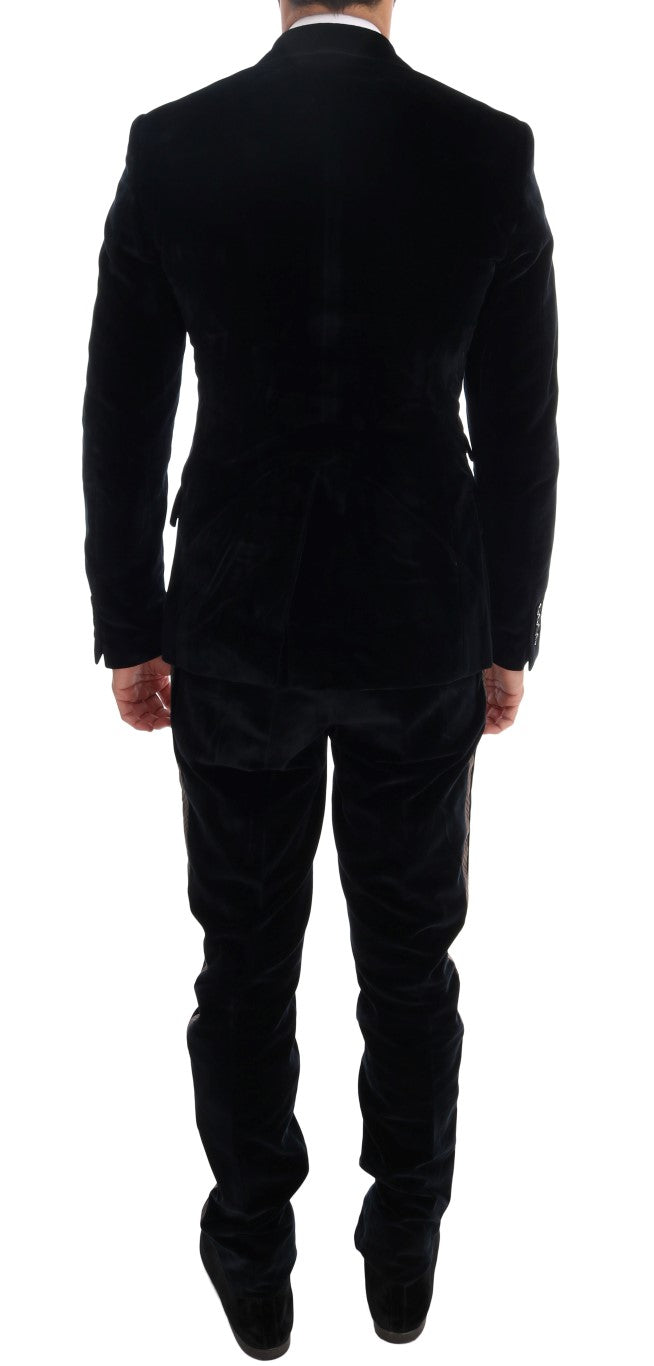 Blue Velvet Two Button Slim 3 Piece Suit Dolce & Gabbana