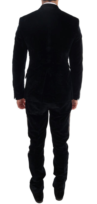 Blue Velvet Two Button Slim 3 Piece Suit Dolce & Gabbana