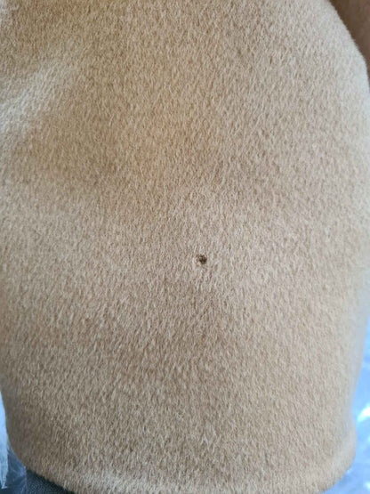 Beige Camel Skin Cashmere Shearling Overcoat Jacket