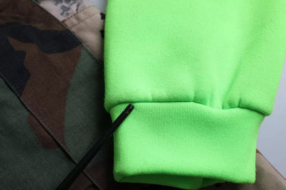 Green Patchwork Heart Crew Neck Pullover Sweater