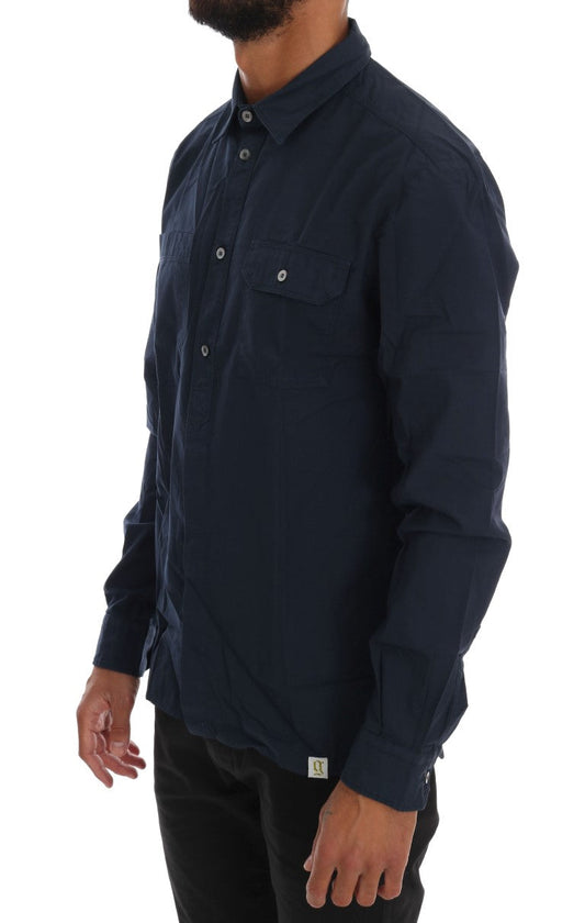 Blue Casual Cotton Long Sleeve Shirt John Galliano