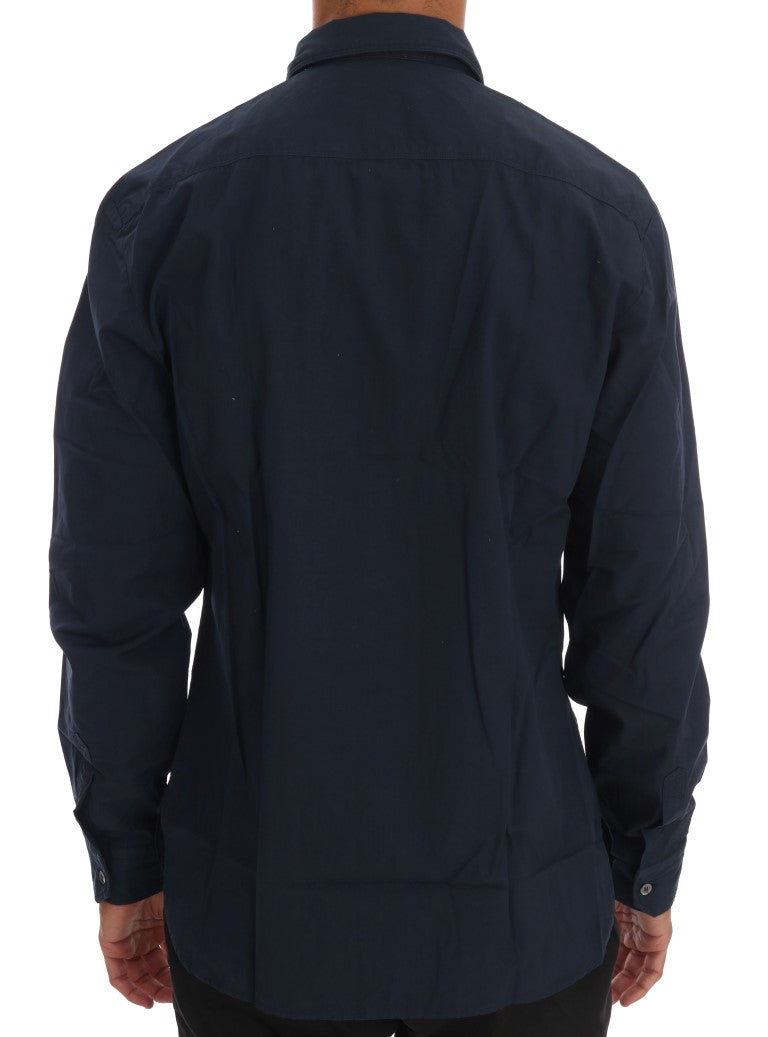 Blue Casual Cotton Long Sleeve Shirt John Galliano