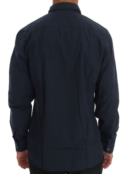 Blue Casual Cotton Long Sleeve Shirt John Galliano