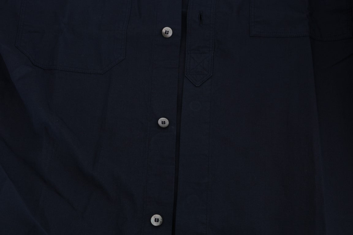 Blue Casual Cotton Long Sleeve Shirt John Galliano