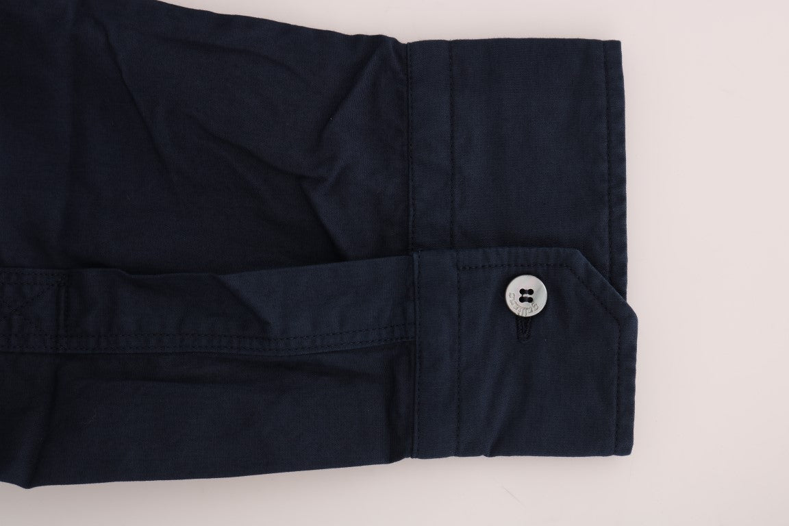 Blue Casual Cotton Long Sleeve Shirt John Galliano