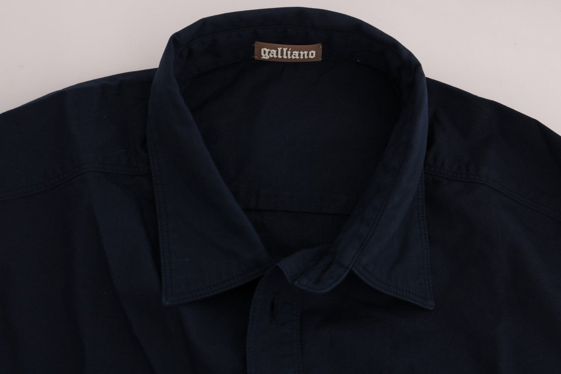 Blue Casual Cotton Long Sleeve Shirt John Galliano