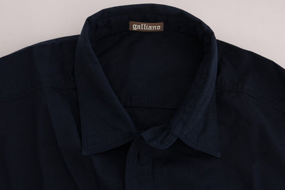 Blue Casual Cotton Long Sleeve Shirt John Galliano