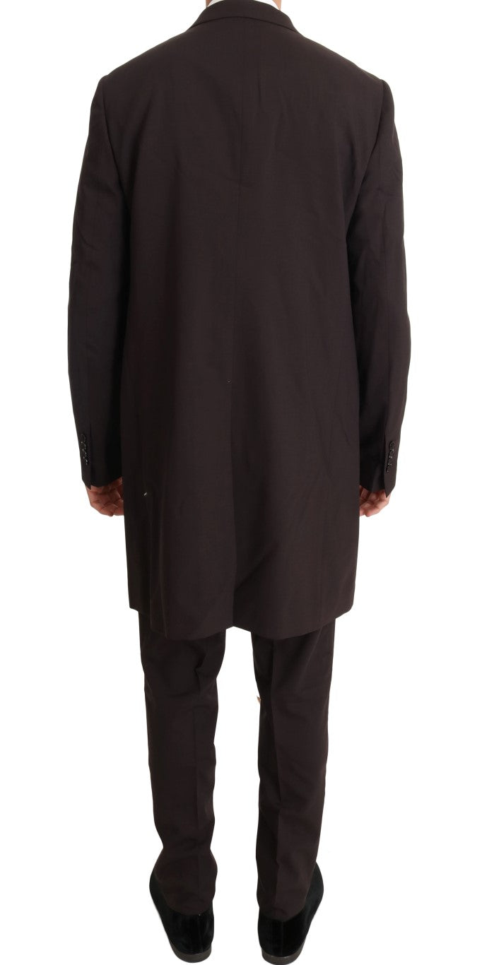 Bordeaux Wool Stretch Long 3 Piece Suit Dolce & Gabbana