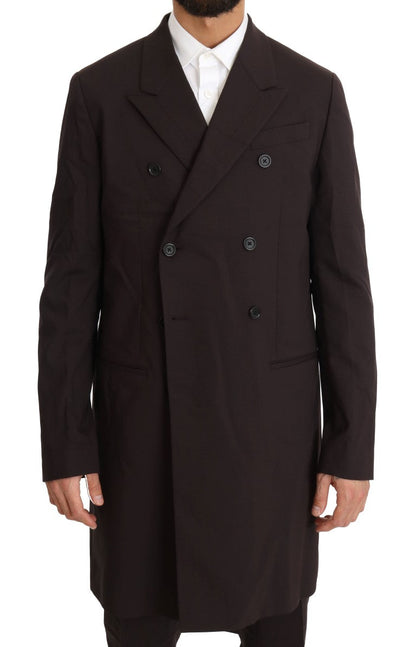 Bordeaux Wool Stretch Long 3 Piece Suit Dolce & Gabbana