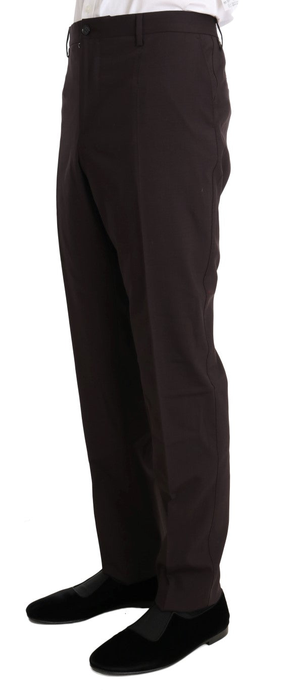 Bordeaux Wool Stretch Long 3 Piece Suit Dolce & Gabbana