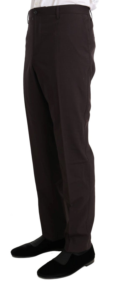 Bordeaux Wool Stretch Long 3 Piece Suit Dolce & Gabbana