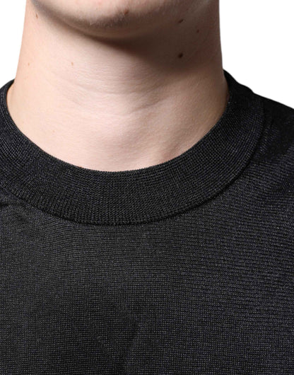 Black Polyester Pullover Sweatshirt Sweater