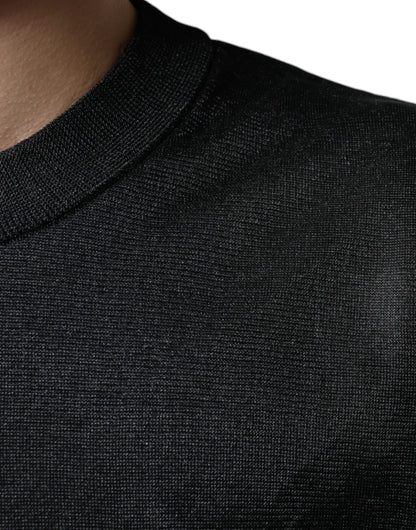 Black Polyester Pullover Sweatshirt Sweater