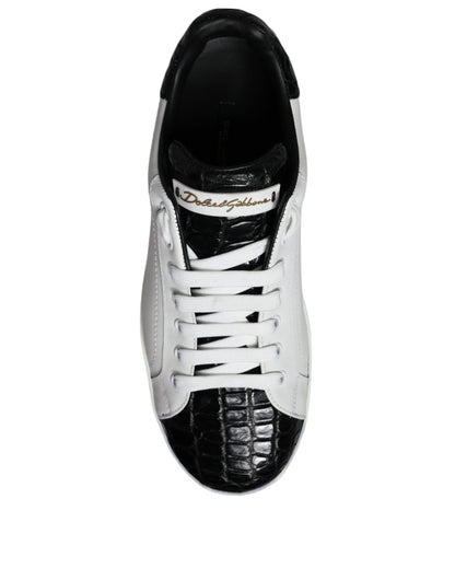 Black Leather Logo Portofino Sneaker Shoes