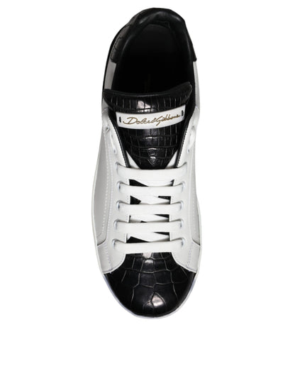 Black Leather Logo Portofino Sneaker Shoes