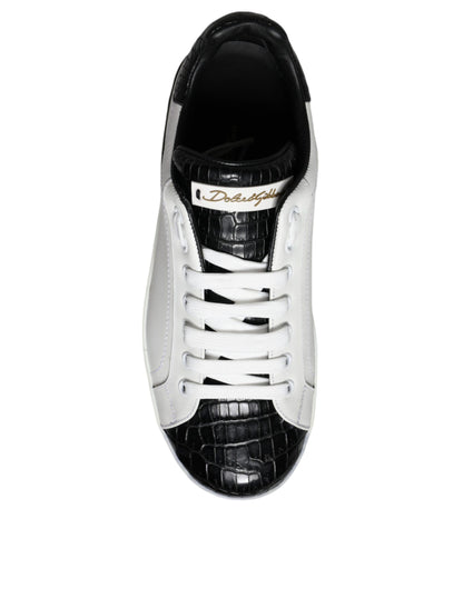 Black Leather Logo Portofino Sneaker Shoes