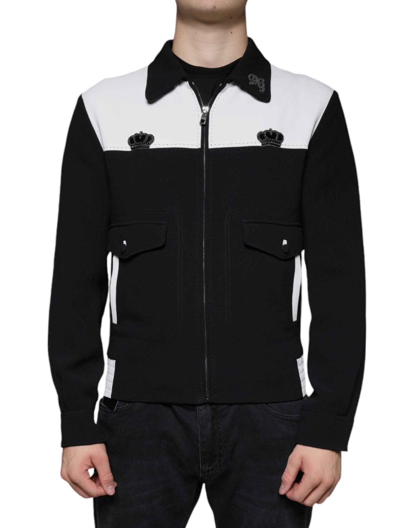 Black White DG Crown Full Zip Blouson Jacket