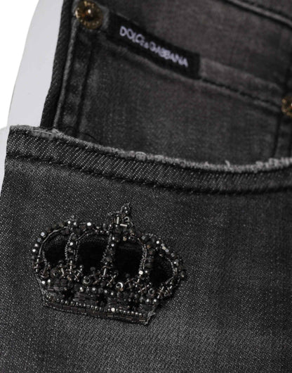 Black Tattered Cotton Skinny Men Denim Jeans