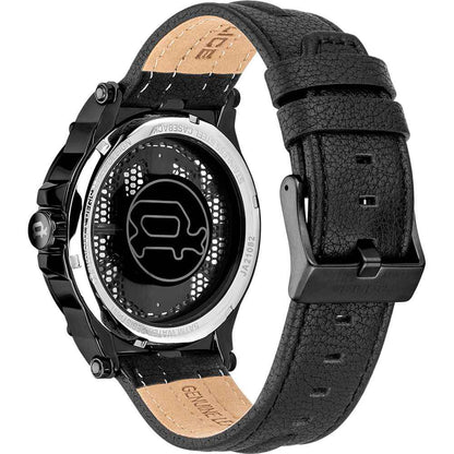 Black Leather Dress Watch