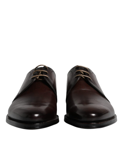Brown Leather Lace Up Men Derby Formal Shoes