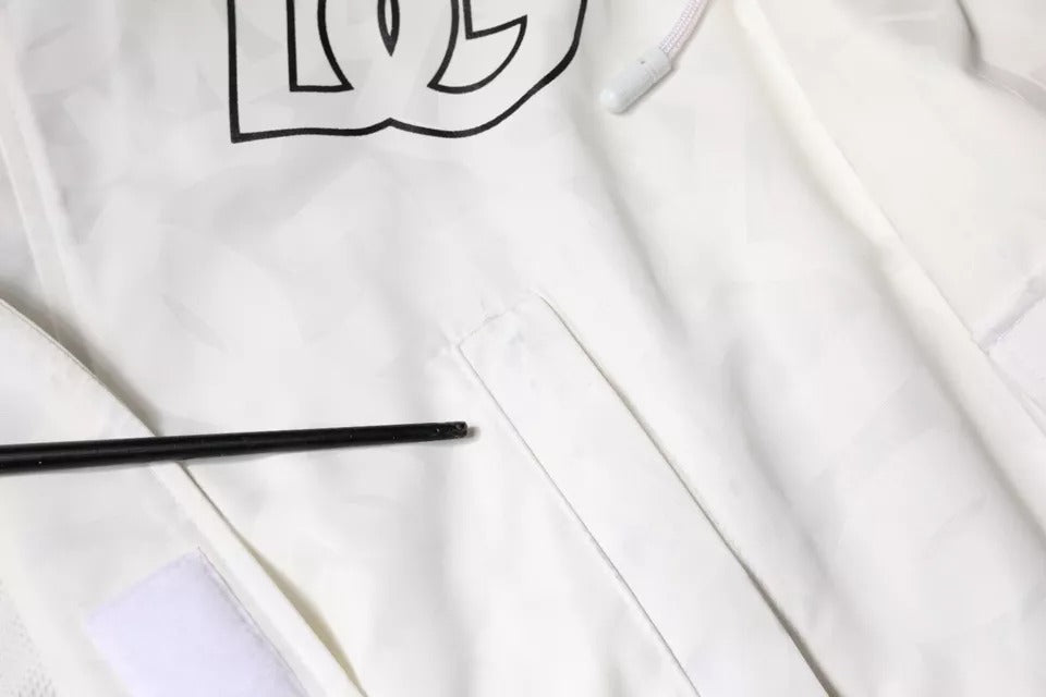 White Hooded Parka Polyester Trench Coat Jacket