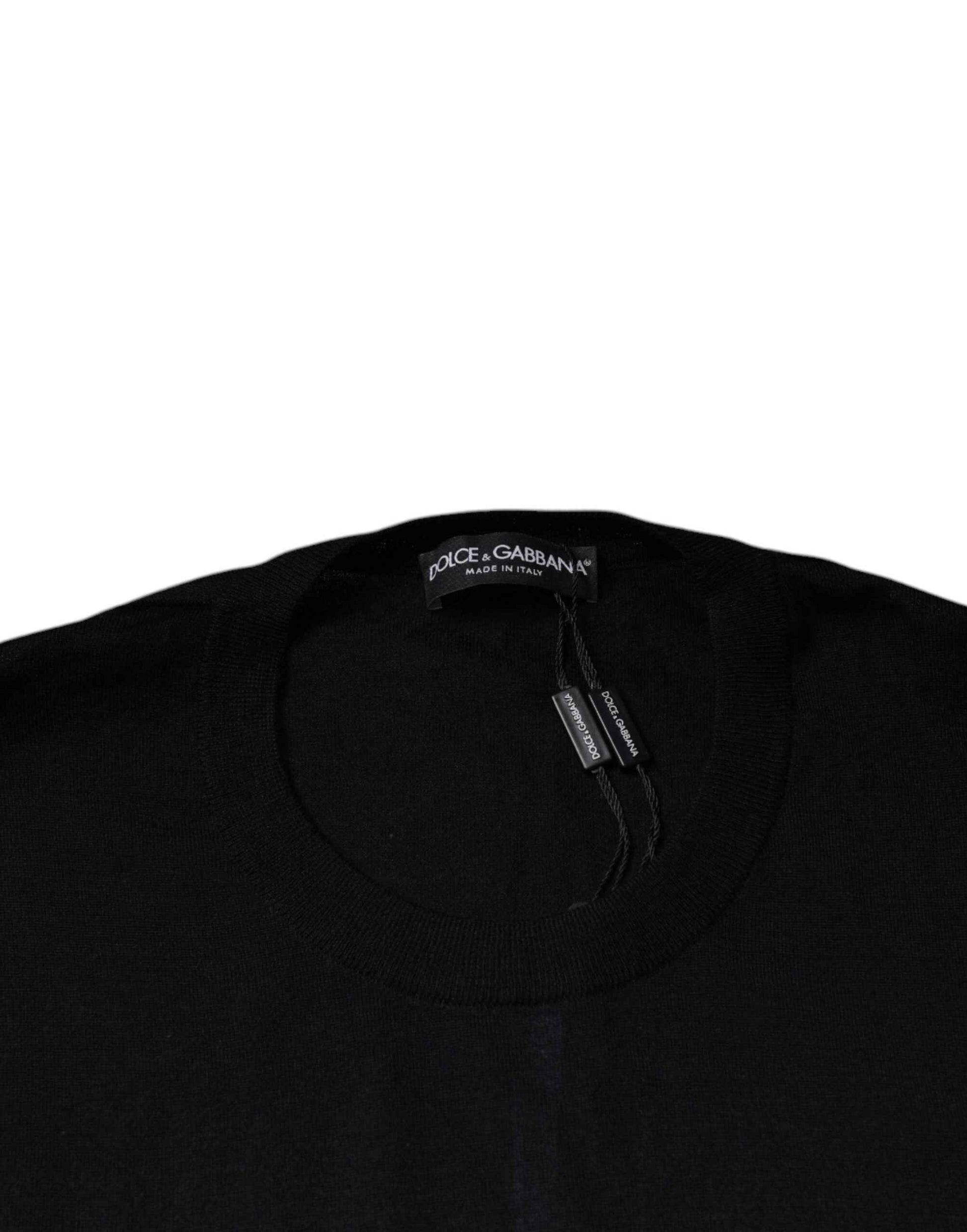 Black Cashmere Crew Neck Pullover Sweater