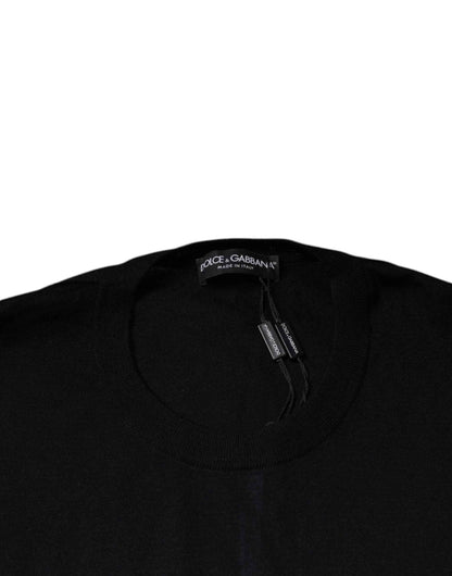Black Cashmere Crew Neck Pullover Sweater