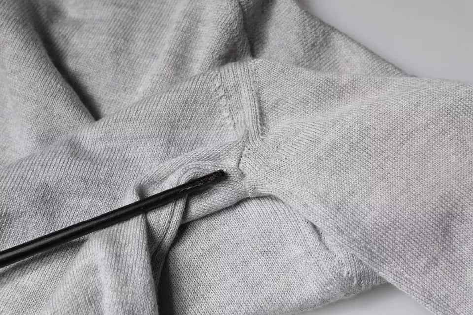 Light Gray Wool Crew Neck Pullover Sweater