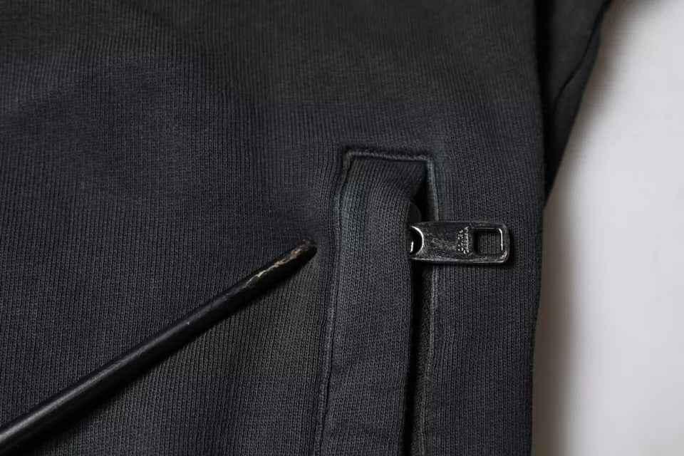 Black Logo Plaque Hooded Full Zip Sweater