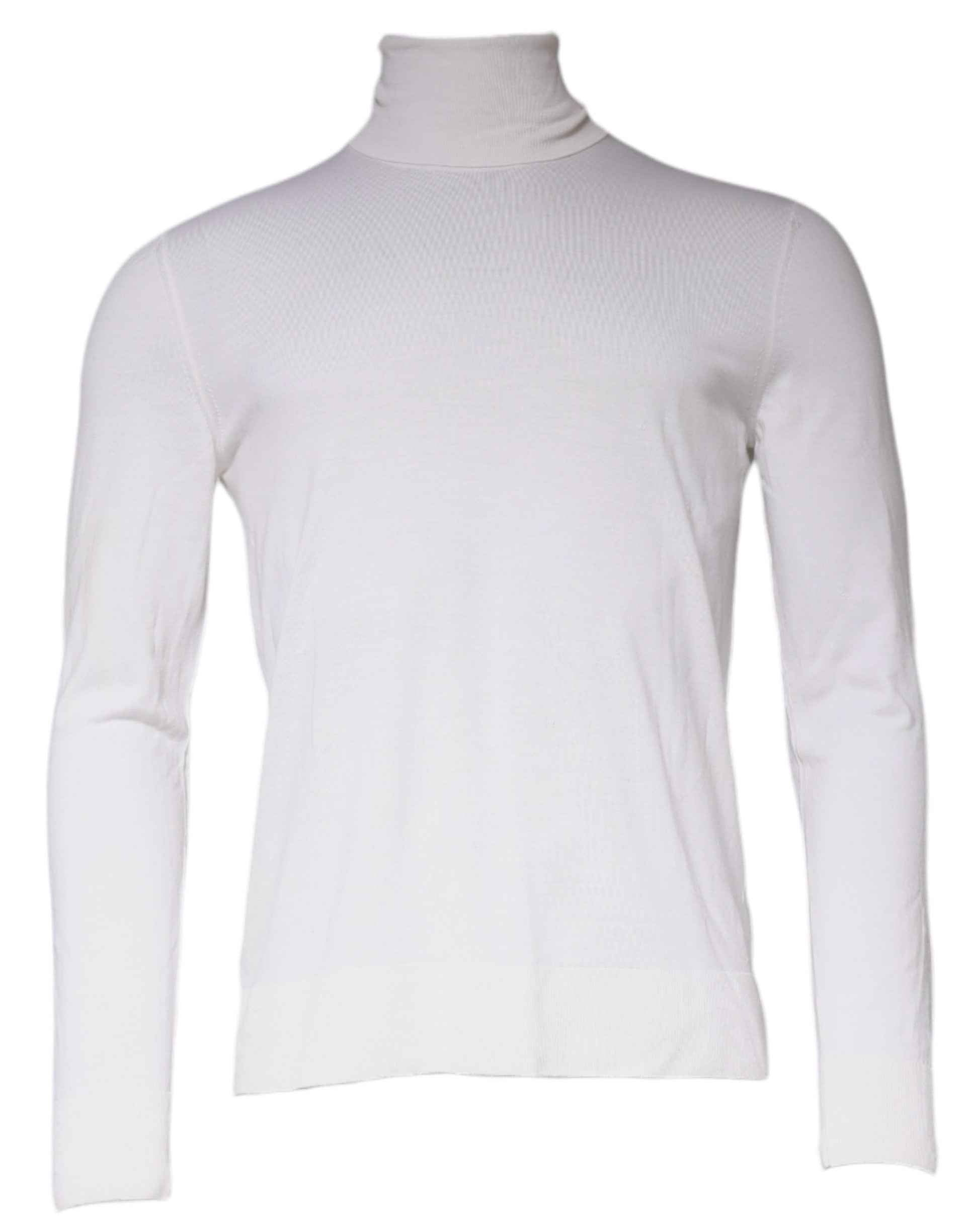 White Long Sleeve Turtleneck Men Pullover Sweater