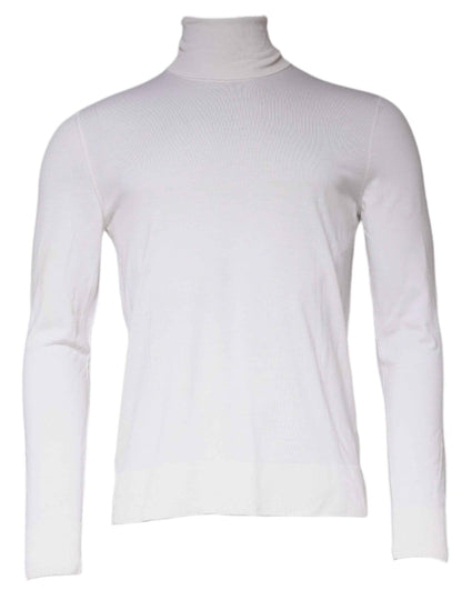 White Long Sleeve Turtleneck Men Pullover Sweater