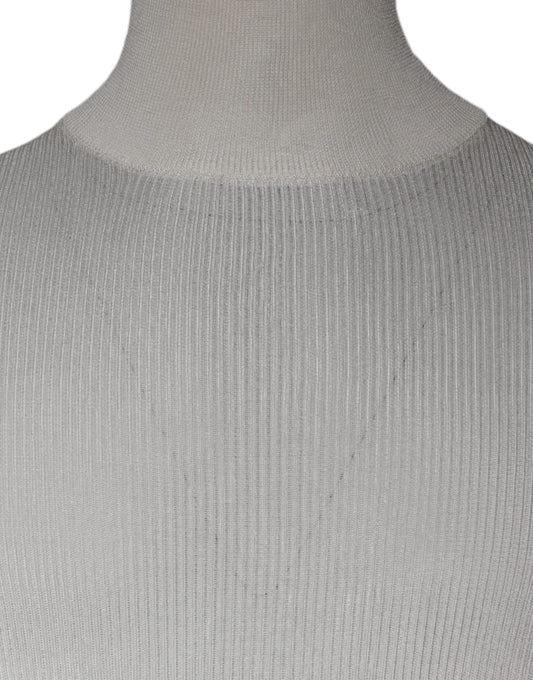 White Long Sleeve Turtleneck Men Pullover Sweater